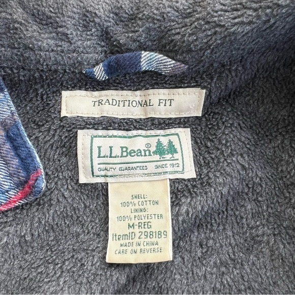 L.L. Bean Traditional Fit Fleece-lined Flannel with pockets Men Size Med… - Picture 7 of 7